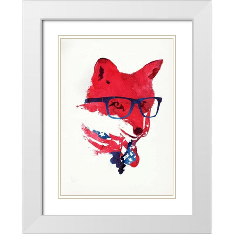 American Fox White Modern Wood Framed Art Print with Double Matting by Farkas, Robert