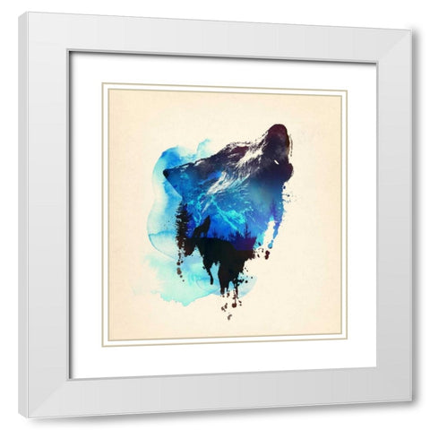 Alone As a Wolf White Modern Wood Framed Art Print with Double Matting by Farkas, Robert
