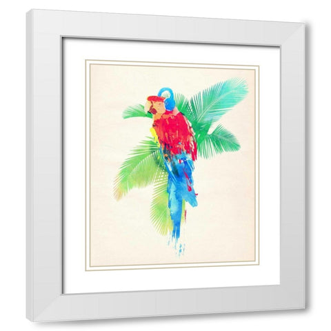 Tropical Party White Modern Wood Framed Art Print with Double Matting by Farkas, Robert