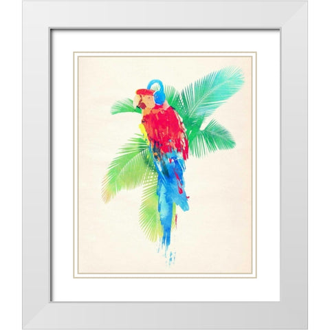 Tropical Party White Modern Wood Framed Art Print with Double Matting by Farkas, Robert