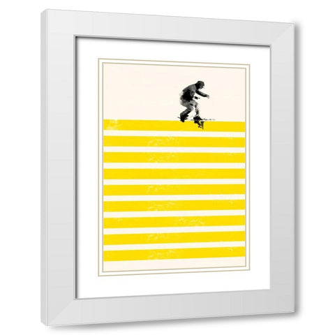 Slide in Stripes White Modern Wood Framed Art Print with Double Matting by Farkas, Robert