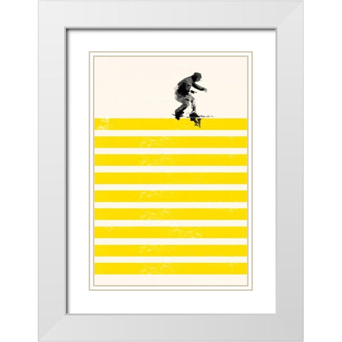 Slide in Stripes White Modern Wood Framed Art Print with Double Matting by Farkas, Robert