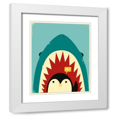 Hi! White Modern Wood Framed Art Print with Double Matting by Fleck, Jay