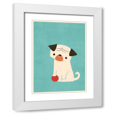 My Red Ball White Modern Wood Framed Art Print with Double Matting by Fleck, Jay