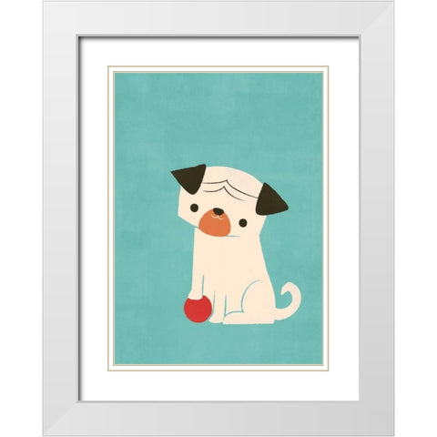 My Red Ball White Modern Wood Framed Art Print with Double Matting by Fleck, Jay