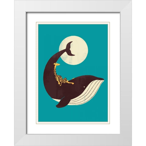 The Giraffe and The Whale White Modern Wood Framed Art Print with Double Matting by Fleck, Jay