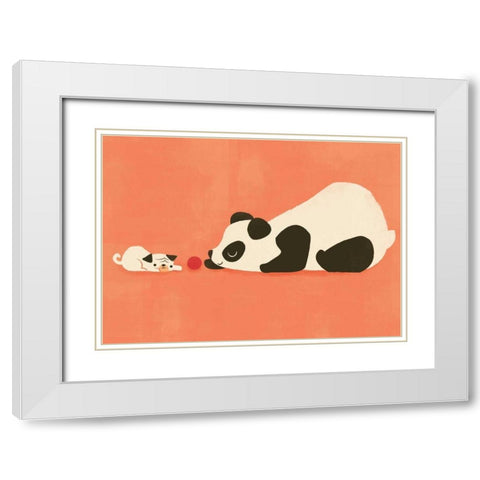 The Pug and The Panda White Modern Wood Framed Art Print with Double Matting by Fleck, Jay