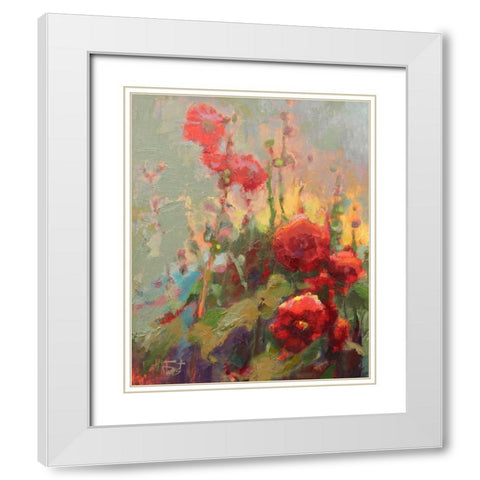 Hannahaâ‚¬â„¢s Cherry Bomb White Modern Wood Framed Art Print with Double Matting by Forst, Beth A.