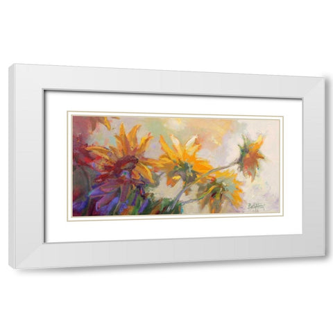 Three Long Blossoms White Modern Wood Framed Art Print with Double Matting by Forst, Beth A.