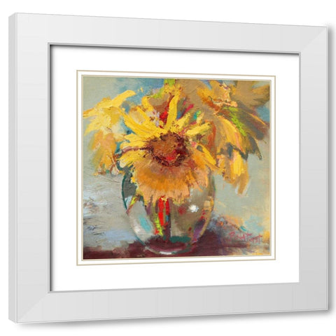 Water Globes Blossoms White Modern Wood Framed Art Print with Double Matting by Forst, Beth A.