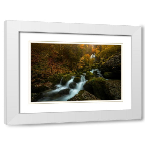 Resplendent Stream White Modern Wood Framed Art Print with Double Matting by Fossati, Enrico