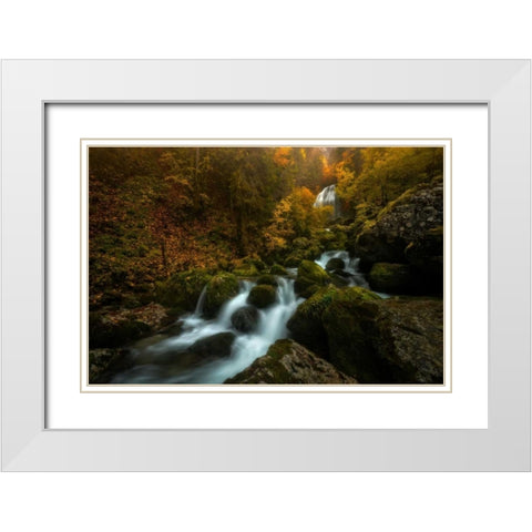 Resplendent Stream White Modern Wood Framed Art Print with Double Matting by Fossati, Enrico