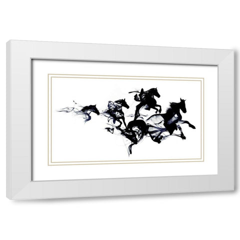 Black Horses White Modern Wood Framed Art Print with Double Matting by Farkas, Robert