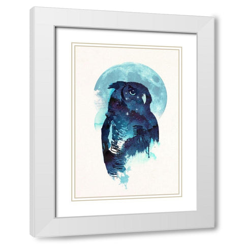 Midnight Owl White Modern Wood Framed Art Print with Double Matting by Farkas, Robert
