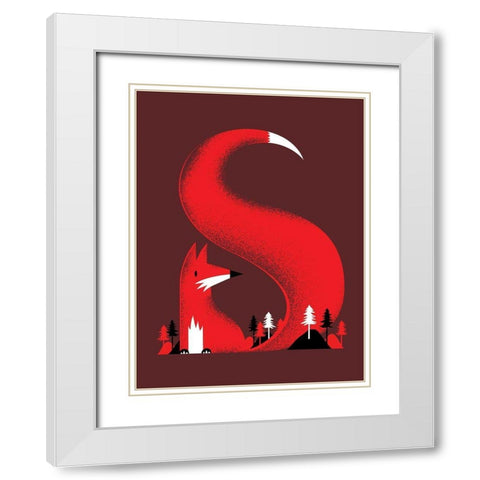 S Like a Fox White Modern Wood Framed Art Print with Double Matting by Farkas, Robert