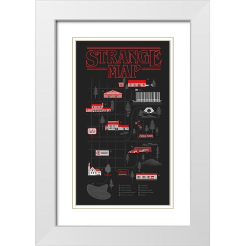 Strange Map White Modern Wood Framed Art Print with Double Matting by Farkas, Robert