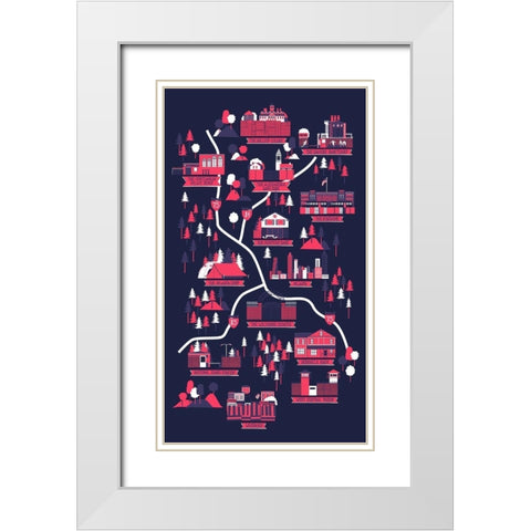 The Walking Dead Map White Modern Wood Framed Art Print with Double Matting by Farkas, Robert