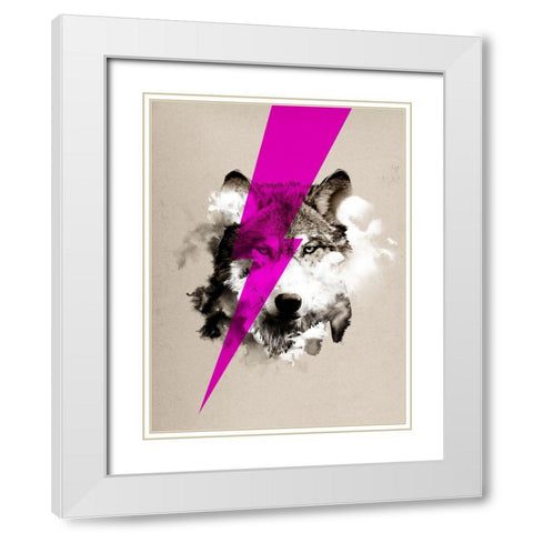 Wolf Rocks White Modern Wood Framed Art Print with Double Matting by Farkas, Robert