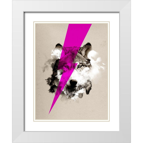 Wolf Rocks White Modern Wood Framed Art Print with Double Matting by Farkas, Robert