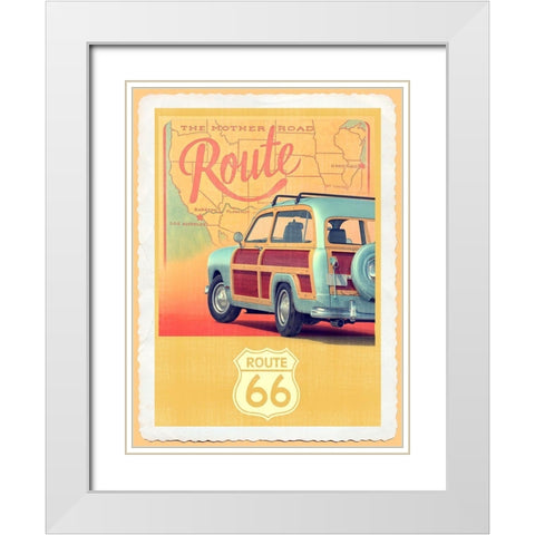 Route 66 Vintage Travel White Modern Wood Framed Art Print with Double Matting by Fielding, Edward M.
