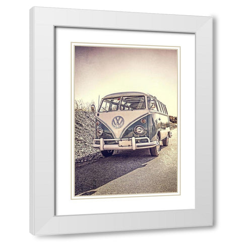 Surfersaâ‚¬â„¢ Vintage VW Bus White Modern Wood Framed Art Print with Double Matting by Fielding, Edward M.