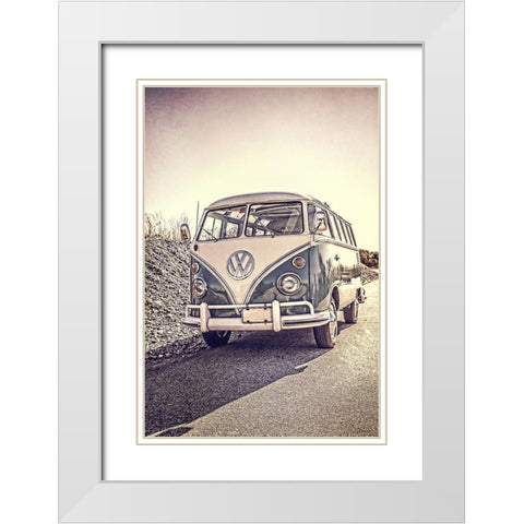 Surfersaâ‚¬â„¢ Vintage VW Bus White Modern Wood Framed Art Print with Double Matting by Fielding, Edward M.