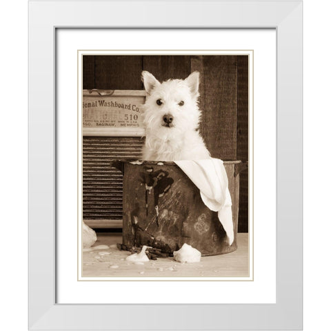 Vintage Wash Day White Modern Wood Framed Art Print with Double Matting by Fielding, Edward M.