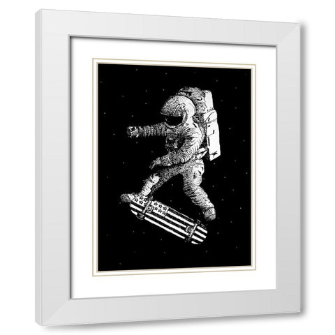 Kickflip in Space White Modern Wood Framed Art Print with Double Matting by Farkas, Robert