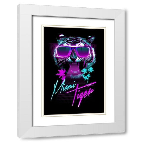 Miami Tiger White Modern Wood Framed Art Print with Double Matting by Farkas, Robert