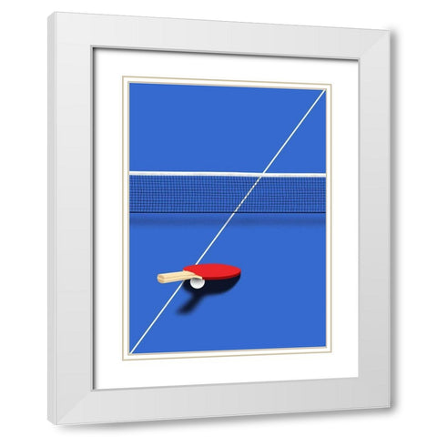 Pingpong White Modern Wood Framed Art Print with Double Matting by Farkas, Robert