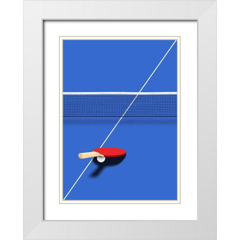 Pingpong White Modern Wood Framed Art Print with Double Matting by Farkas, Robert