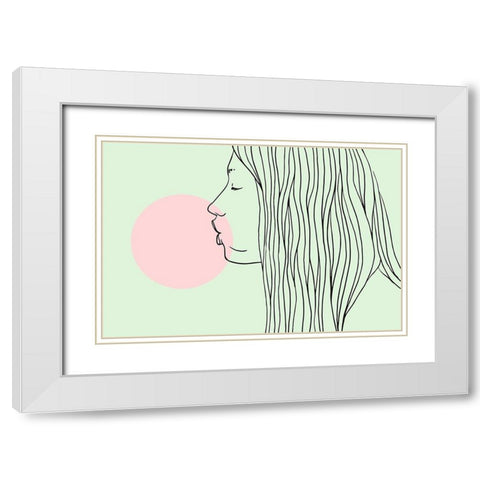Pink Bubble Gum White Modern Wood Framed Art Print with Double Matting by Farkas, Robert