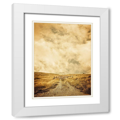 Ranch Gate White Modern Wood Framed Art Print with Double Matting by Fielding, Edward M.