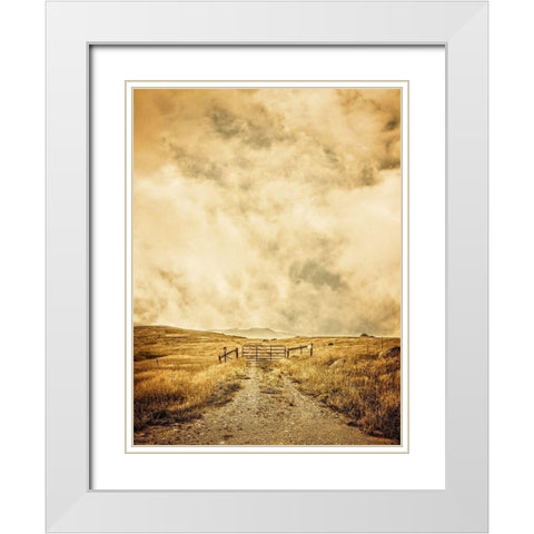 Ranch Gate White Modern Wood Framed Art Print with Double Matting by Fielding, Edward M.