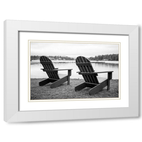 Relaxing at the Lake White Modern Wood Framed Art Print with Double Matting by Fielding, Edward M.