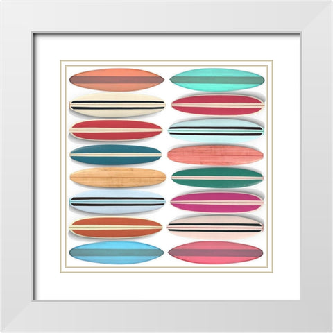 Surfboard Pattern White Modern Wood Framed Art Print with Double Matting by Fielding, Edward M.