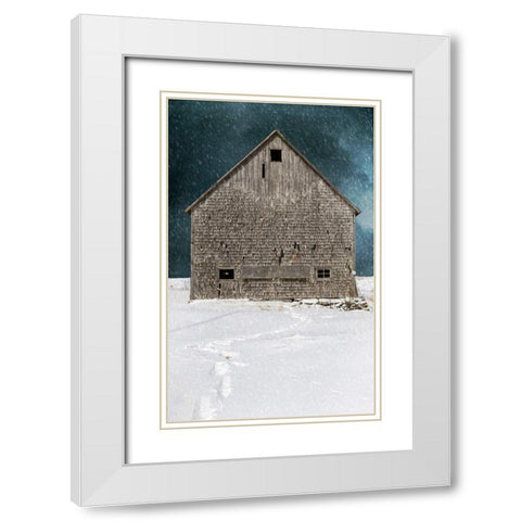 Old Barn White Modern Wood Framed Art Print with Double Matting by Fielding, Edward M.