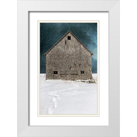 Old Barn White Modern Wood Framed Art Print with Double Matting by Fielding, Edward M.