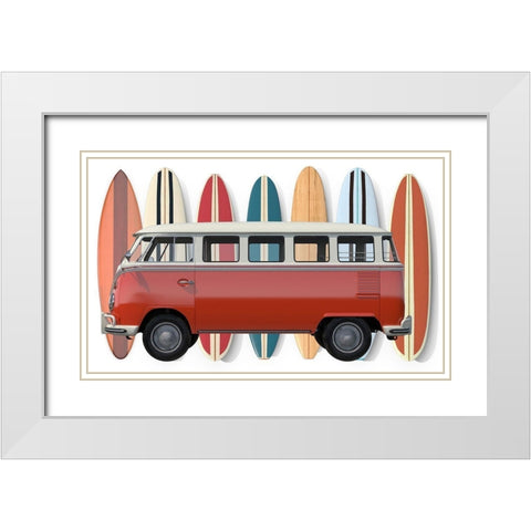 Surfer Van White Modern Wood Framed Art Print with Double Matting by Fielding, Edward M.