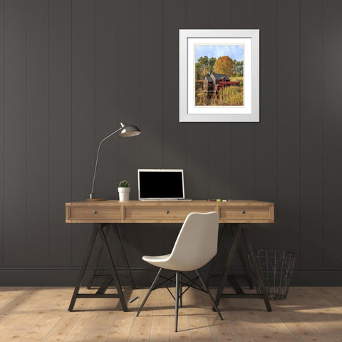 Grist Mill White Modern Wood Framed Art Print with Double Matting by Fielding, Edward M.