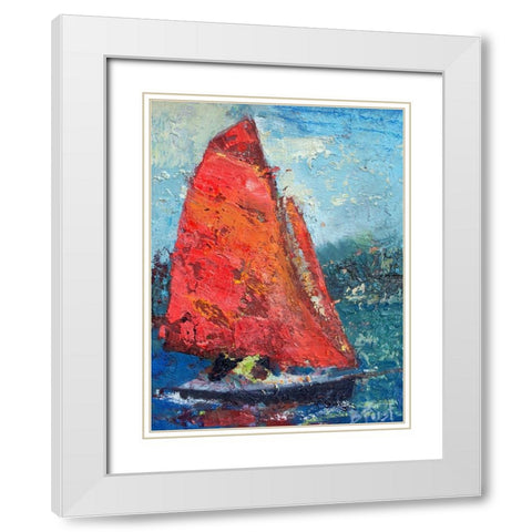 Red Sail White Modern Wood Framed Art Print with Double Matting by Forst, Beth A.