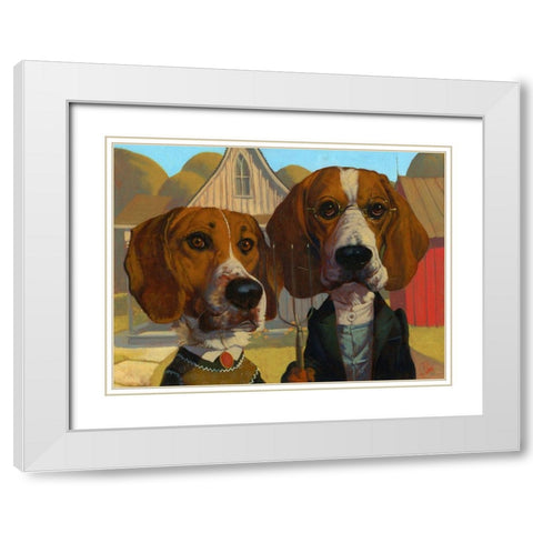 American Gothic White Modern Wood Framed Art Print with Double Matting by Fluharty, Thomas