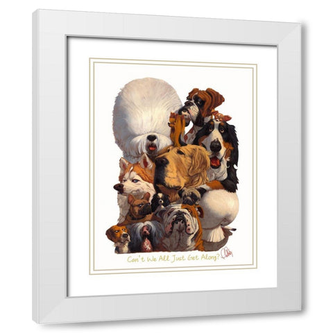 Cant We All Just Get Along White Modern Wood Framed Art Print with Double Matting by Fluharty, Thomas