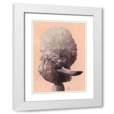 Poodle White Modern Wood Framed Art Print with Double Matting by Fluharty, Thomas