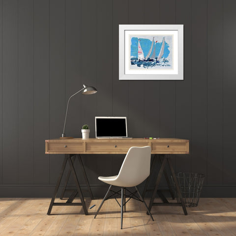 Candy Stripe Regatta White Modern Wood Framed Art Print with Double Matting by Forst, Beth A.
