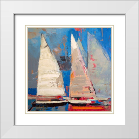 Ghost Sailing White Modern Wood Framed Art Print with Double Matting by Forst, Beth A.
