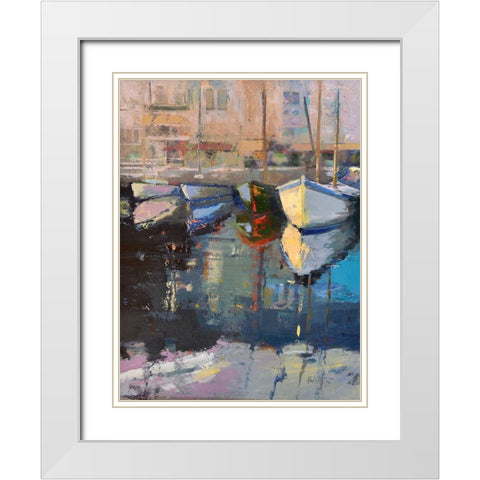 Valencia Boats White Modern Wood Framed Art Print with Double Matting by Forst, Beth A.