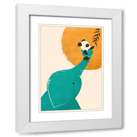 Pandaâ€™s Little Helper White Modern Wood Framed Art Print with Double Matting by Fleck, Jay