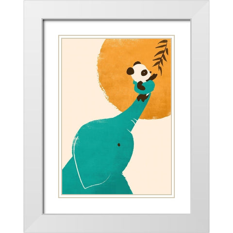 Pandaâ€™s Little Helper White Modern Wood Framed Art Print with Double Matting by Fleck, Jay