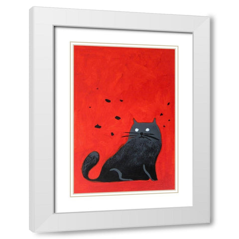 Stray Black Cat White Modern Wood Framed Art Print with Double Matting by Filiuta, Robert